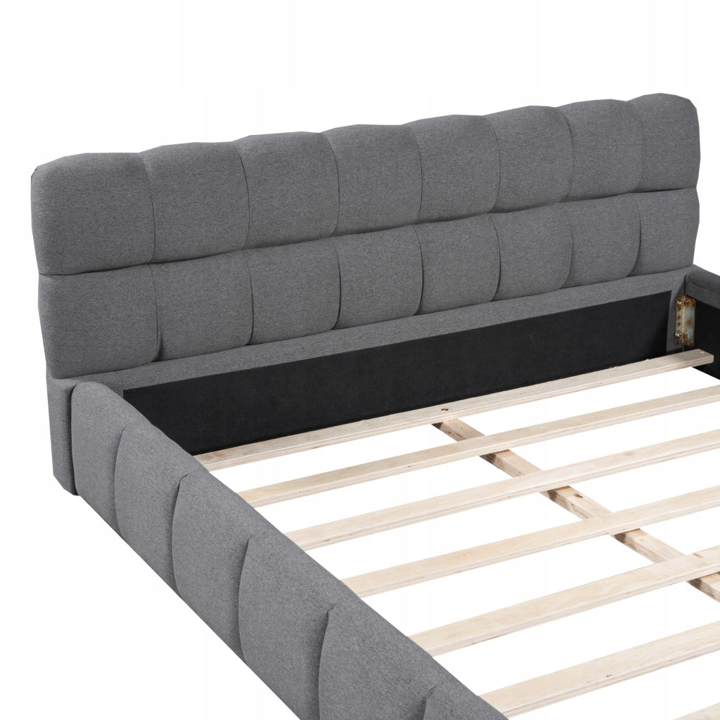 Letto imbottito 140x190 - Xylo - Grigio con schienale