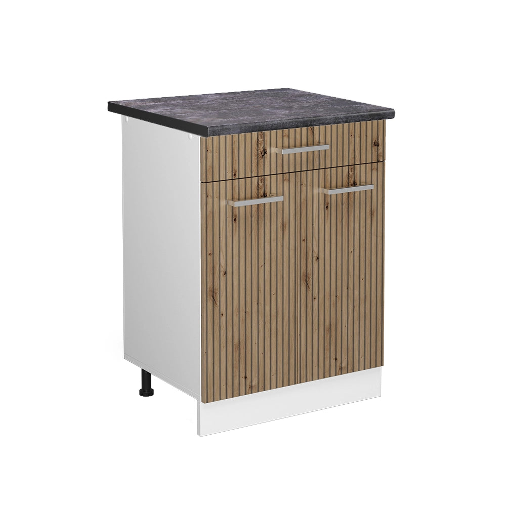 Vicco Mobiletto base per cucina Rovere artigianale 60 cm con cassetto, PL Antracite