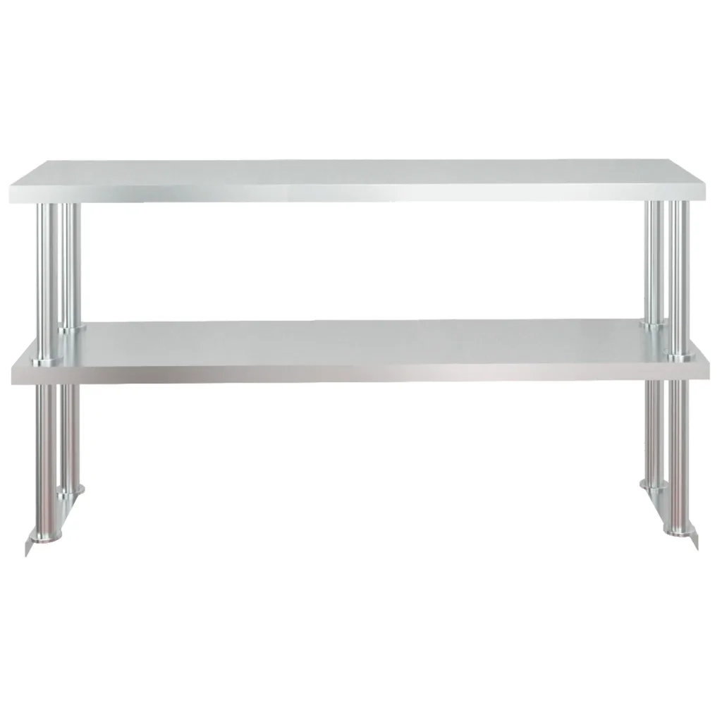 Tavolo Lavoro Cucina con Ripiano 120x60x145 cm Acciaio Inox CFW4671189