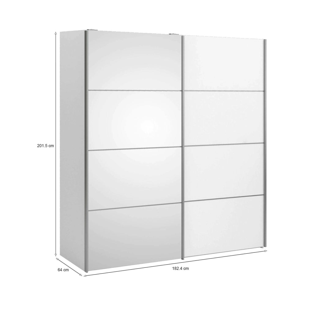 Guardaroba 2 ante Angri, Mobile camera da letto, Cabina armadio portabiti, Armadio appendiabiti, 182x64 h202 cm, Bianco