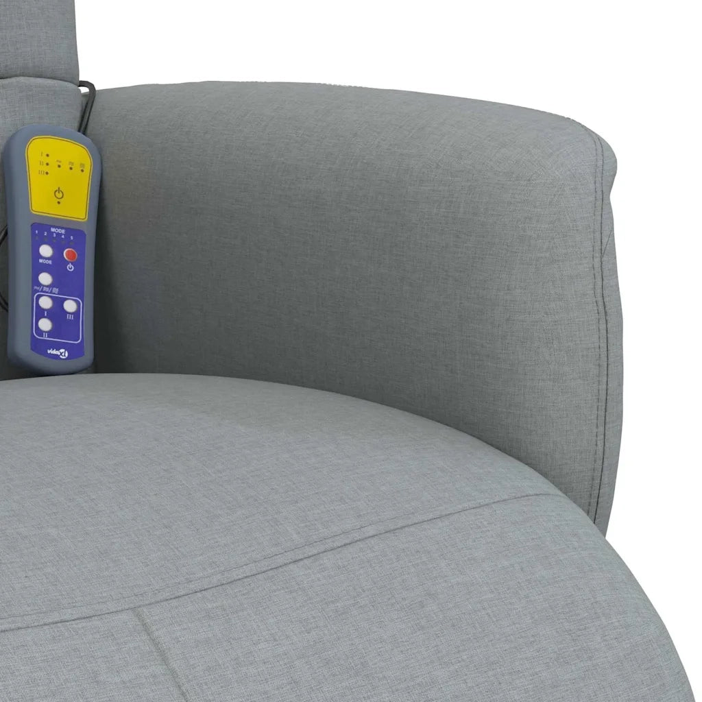 Poltrona | Sedia Relax Reclinante Massaggio Poggiapiedi Grigio Chiaro Tessuto