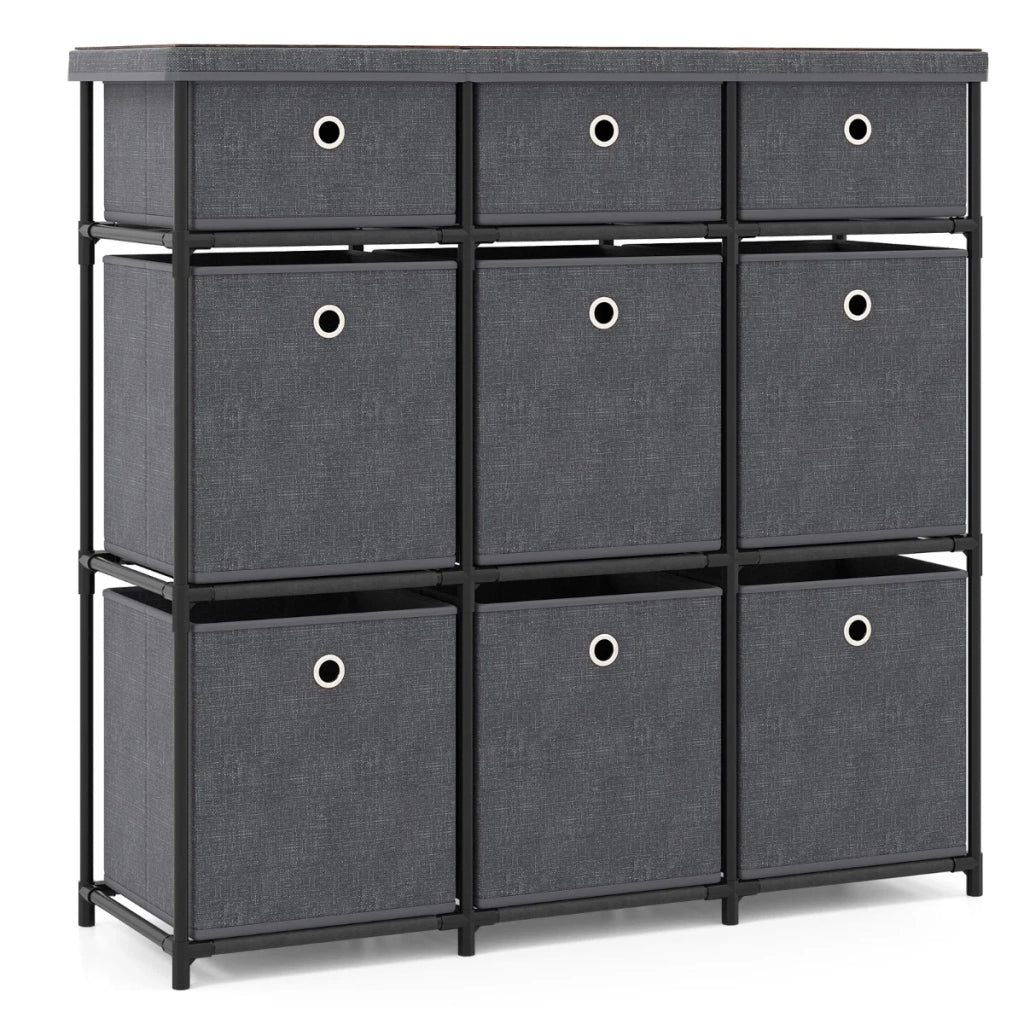 Funzionale cassettiera a 9 cassetti 87 x 29 x 84 cm stile moderno ed elegante metallo nero 20_0011567
