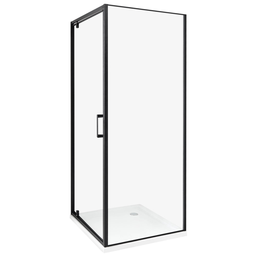 Box Doccia Vetro Temperato nero Cornice Alluminio Anta Singola Quadrata 70 x 70 x 185 cm