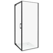 Box Doccia Vetro Temperato nero Cornice Alluminio Anta Singola Quadrata 70 x 70 x 185 cm
