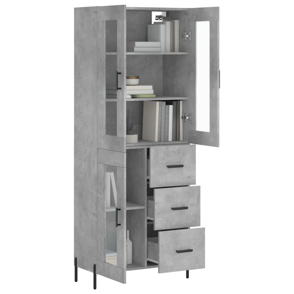 Credenza | Madia | Buffet da pranzo | Armadio da pranzo Grigio Cemento 69,5x34x180 cm in Legno Multistrato