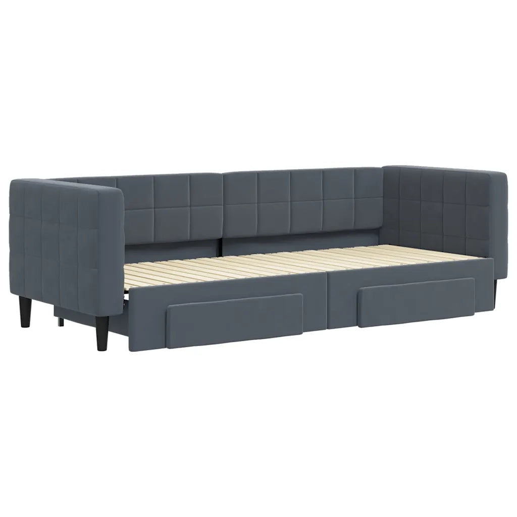 Divano Letto Estraibile Cassetti Grigio Scuro 80x200cm Velluto 3196733
