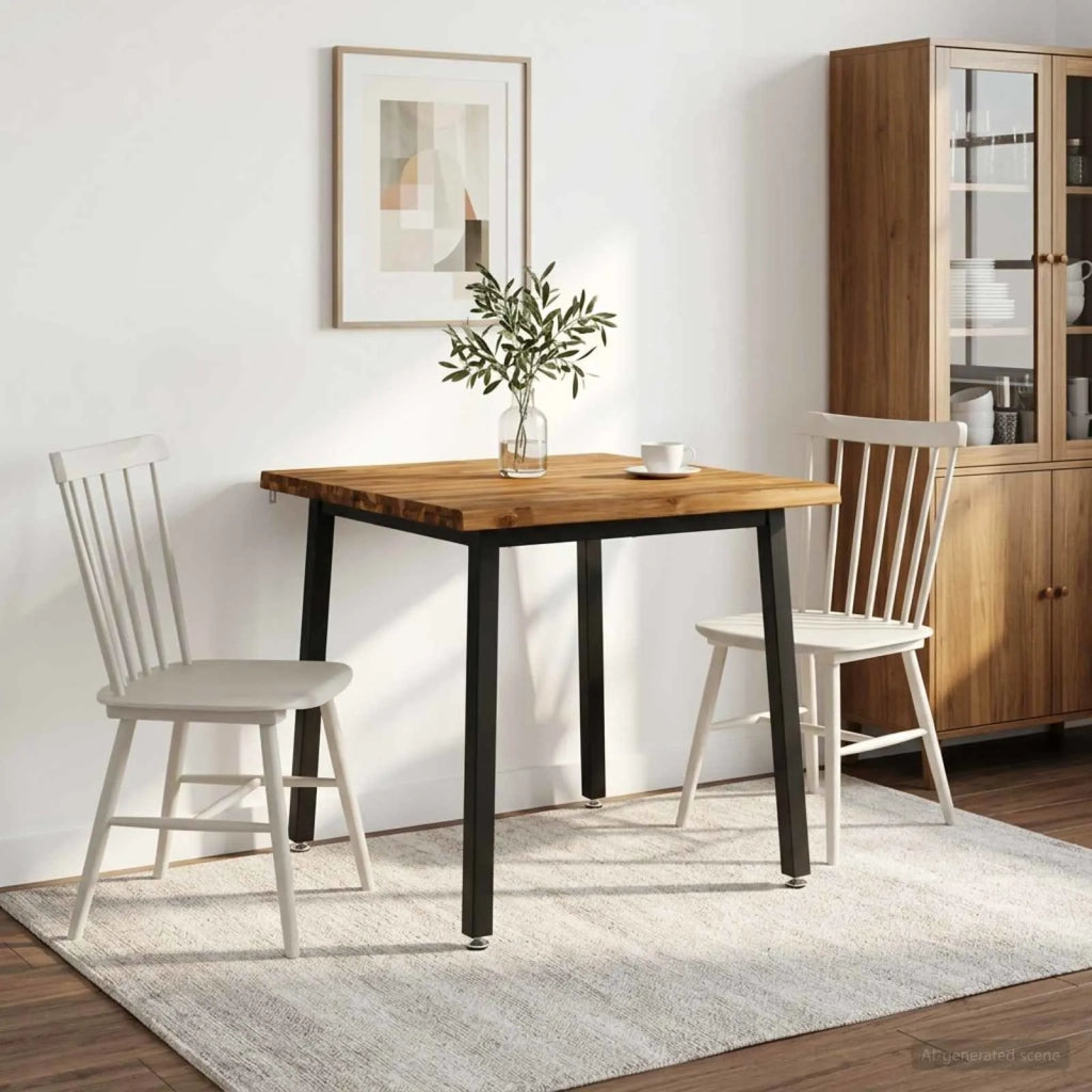 90 x 90 x 75 cm Legno di Acacia Massello Naturale e Nero 937539