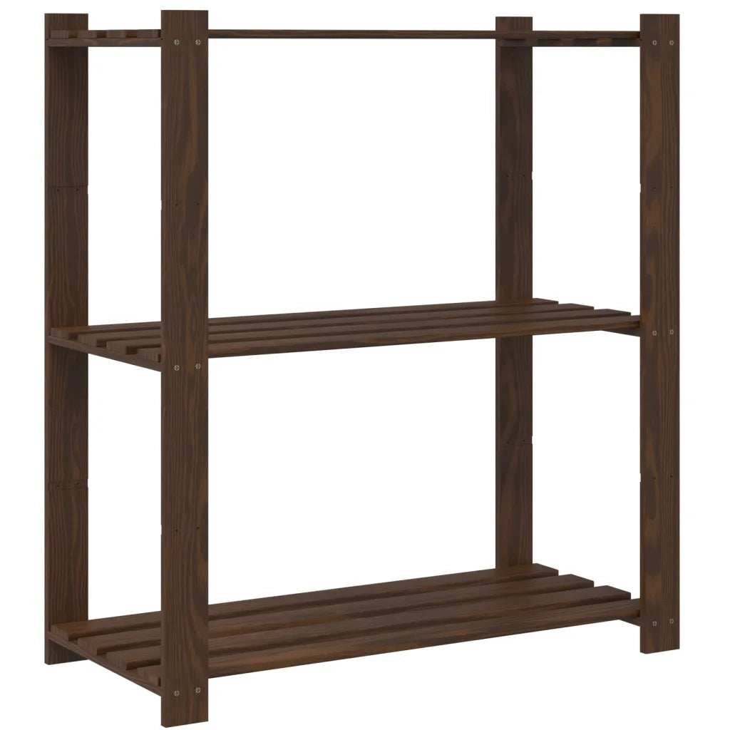 Scaffale a 3 Livelli Marrone 80x38x90 cm in Legno di Pino 373397
