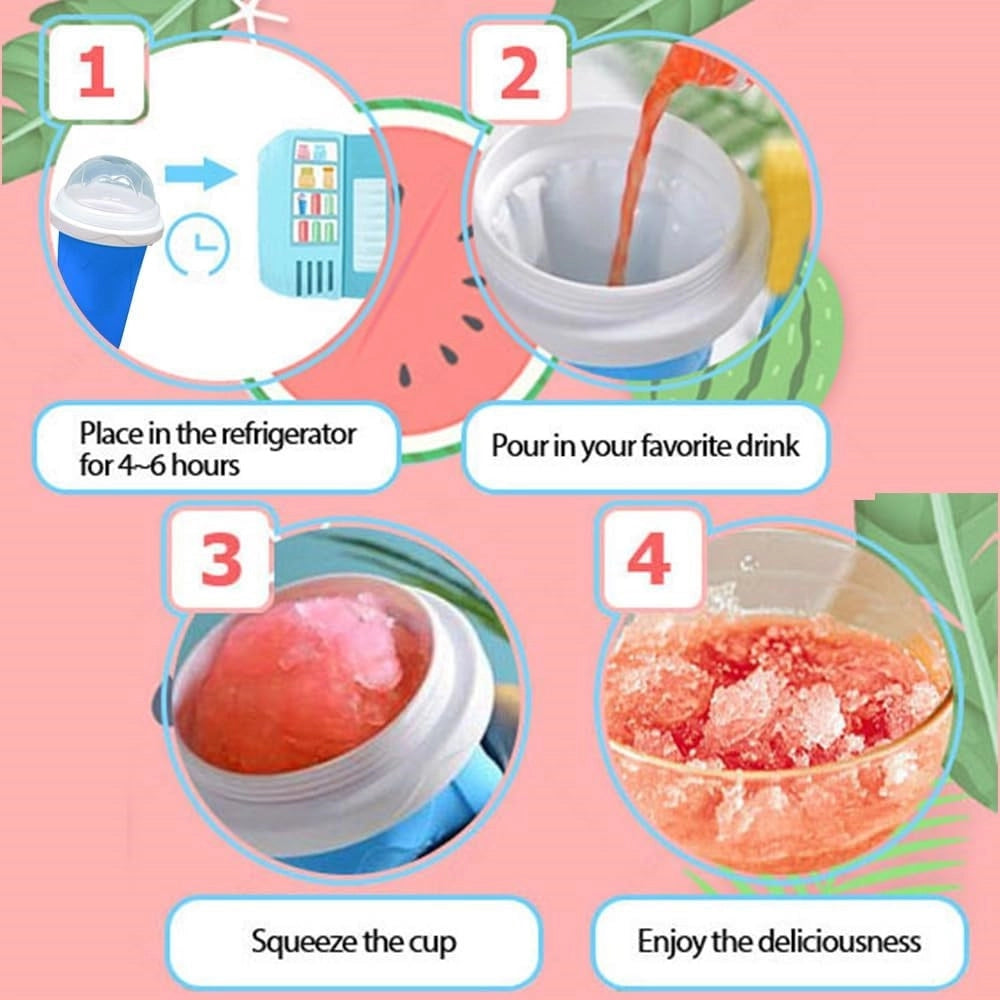 Trade Shop - Tazza Per Granita Di Ghiaccio Magica Congelata Rapida In Silicone Con Cucchiaino -