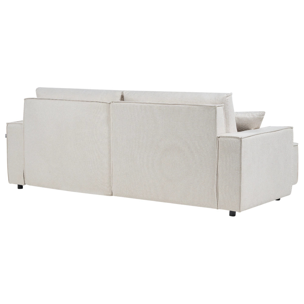 Divano letto angolare a destra Beige Tessuto poliestere imbottito 3 posti a L con cuscini Funzione letto Stile moderno Soggiorno
