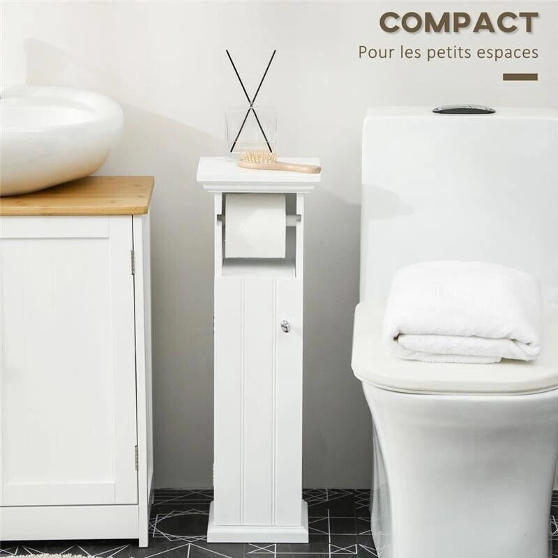 MOBILE BAGNO CON PORTA CARTA IGIENICA E ARMADIETTO 21.5X17.8X66.5CM BIANCO
