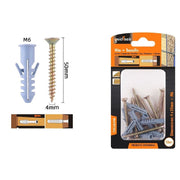 Trade Shop - Set 10 Pezzi Viti Vite 4 X 50 Mm + Tasselli Con Alette Tassello M6 Fischer 57201 -