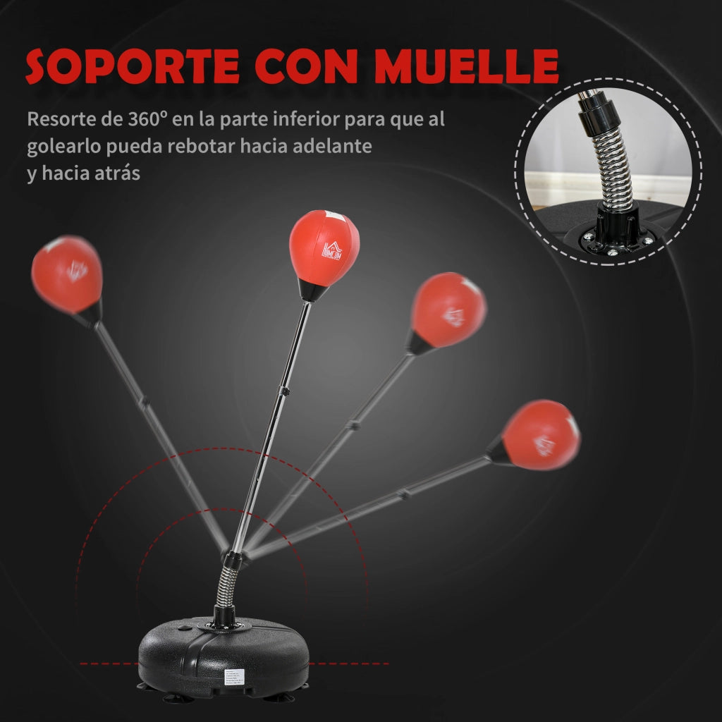 Sacco da boxe in piedi regolabile 133-151 cm con base, guanti e pompa ¨C zephmum ¨C nero e rosso