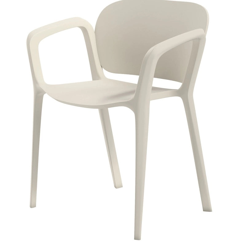 Set di 4 sedie da giardino impilabili con braccioli; 60x56x75 cm; plastica bianca