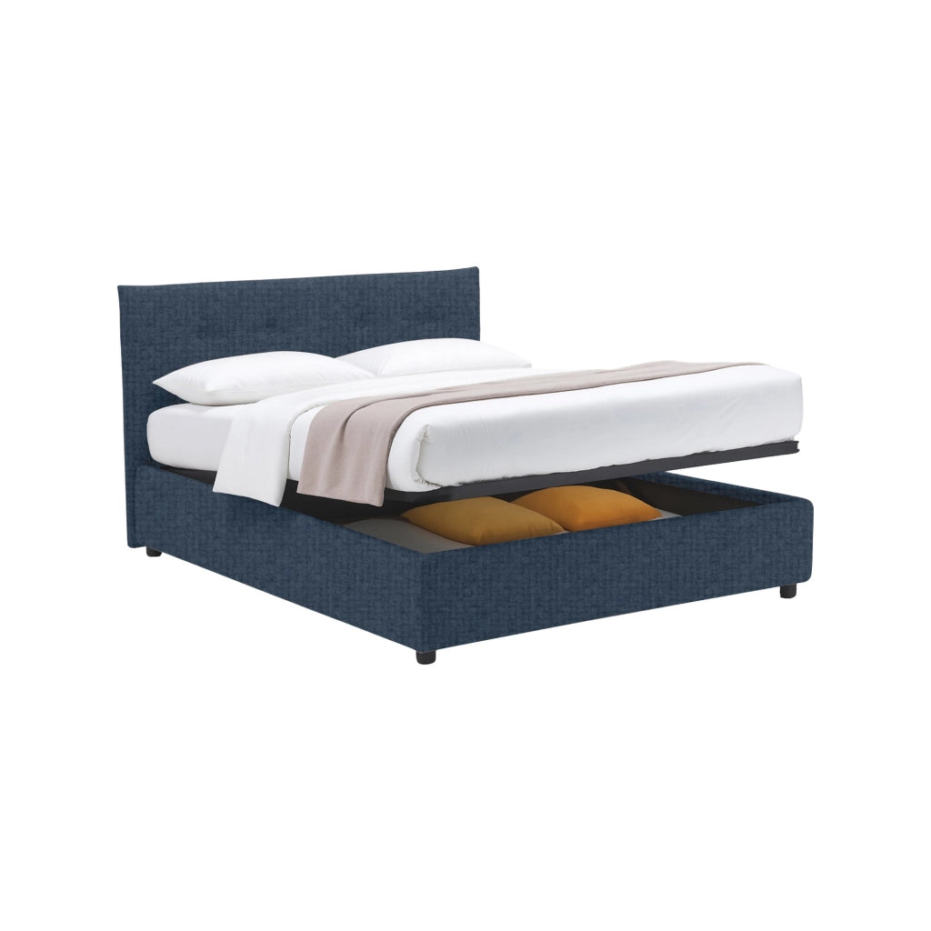 Oxford, Letto Matrimoniale Sfoderabile Made in Italy, blu