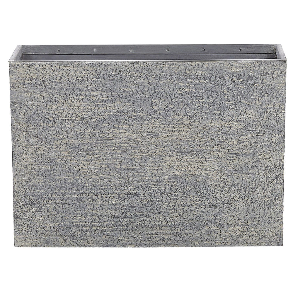 Vaso per piante in pietra grigia 50 x 70 x 29 cm Fioriera rettangolare per interni ed esterni