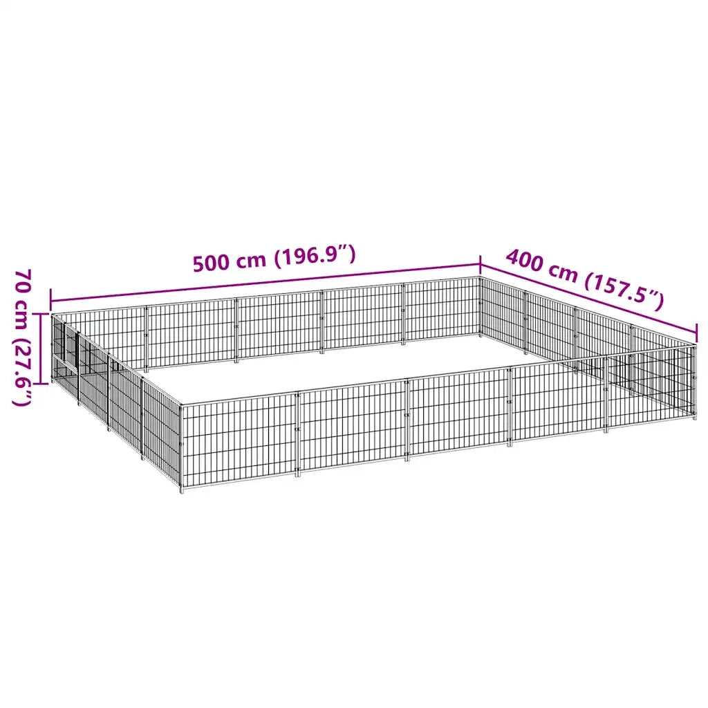 Gabbia per Cani Nera 20 m² in Acciaio 3082144