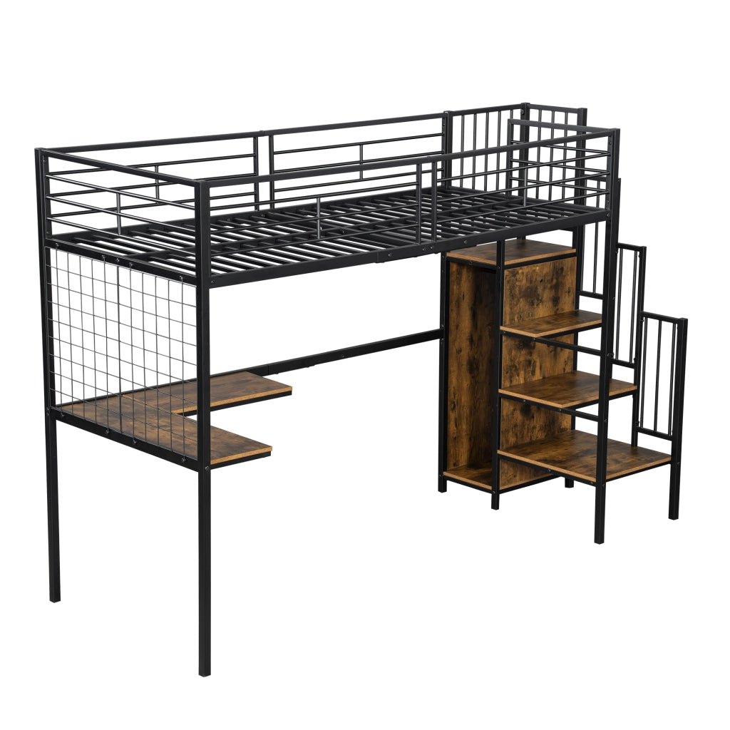 LETTO A CASTELLO 90x200 cm in metallo nero con armadio integrato