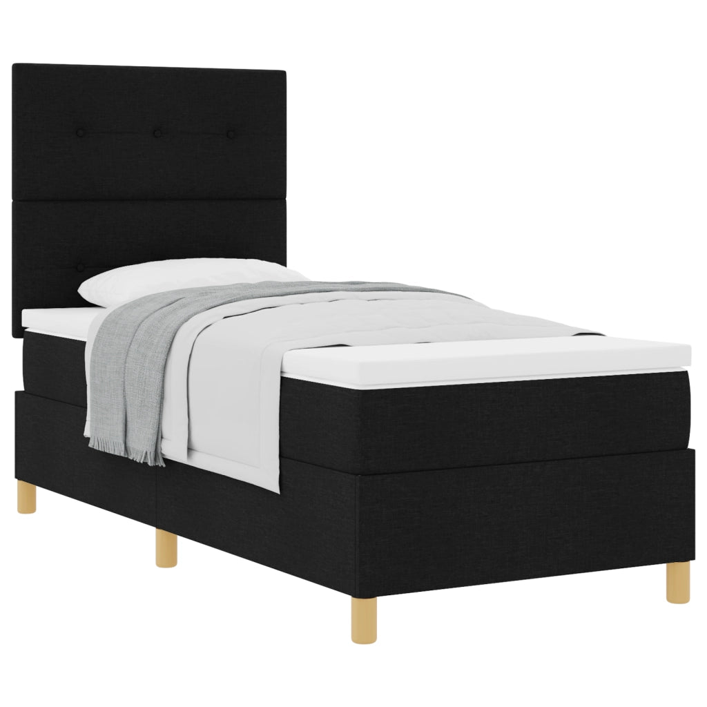 Letto con Box Spring e Materasso Nero 80x200 cm in Stoffa