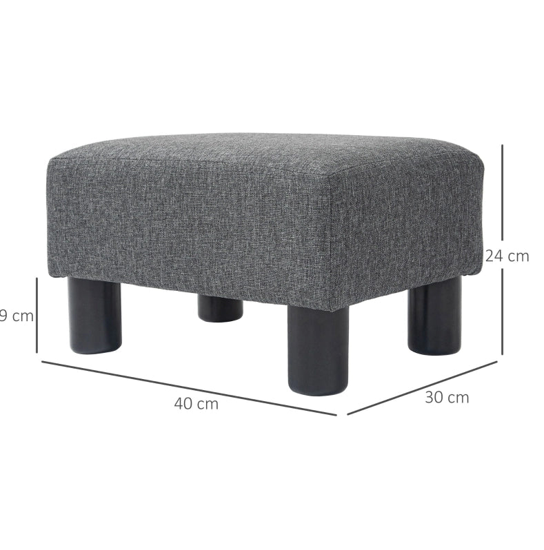 Pouf rettangolare imbottito in tessuto effetto lino grigio scuro