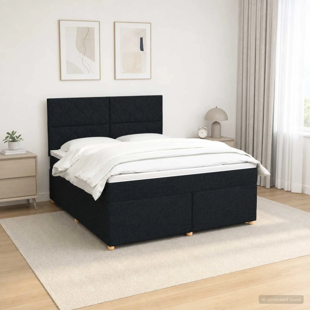 Letto box spring con materasso Nero 140 x 200 cm Tessuto 3455373