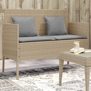 Panca da Giardino con Cuscini-Sgabello-Panca da esterno Beige in Polyrattan 145609