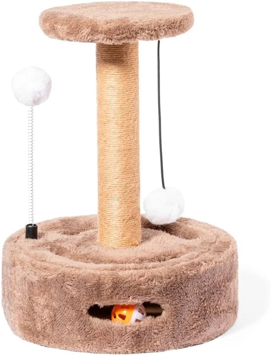 Giocattolo per animali domestici - palo di arrampicata con palline - 1 pezzo - grigio - MDF/polyester