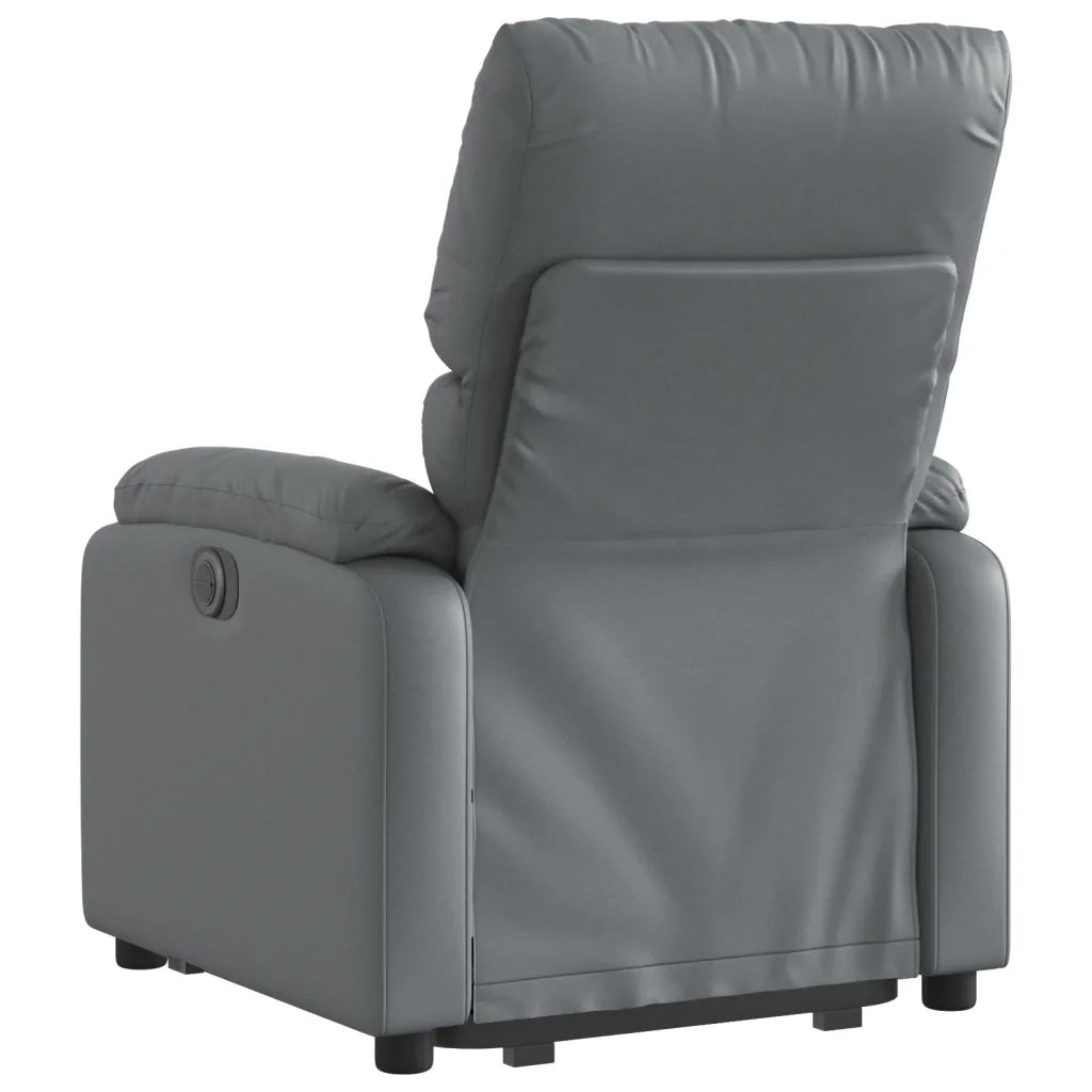 Poltrona | Sedia Relax Alzapersona Reclinabile Grigio in Similpelle