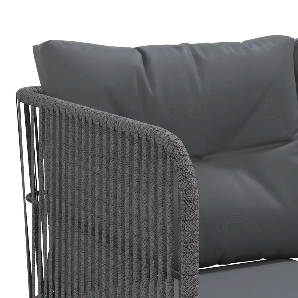 Set Divano da Giardino con Cuscini Nero Acciaio e Textilene 3283747