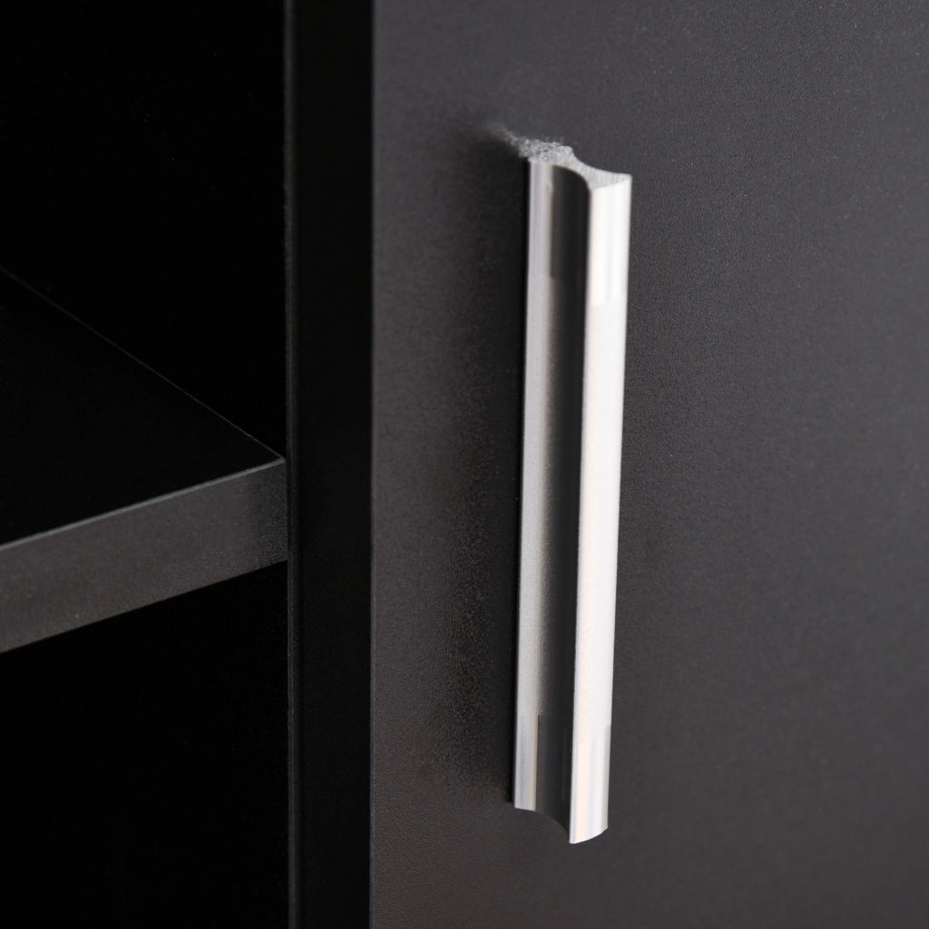 Mobile Porta TV-Credenza  per TV Classico da Soggiorno con 2 ripiani e 2 Armadietti Nero