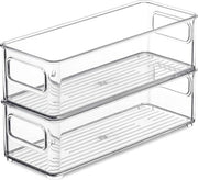 Organizzatore del Frigorifero con Maniglie per la Conservazione degli Alimenti - Organizzatore di Spazio Risparmiato per la Cucina 10 x 11 x 37,5 cm Transparente