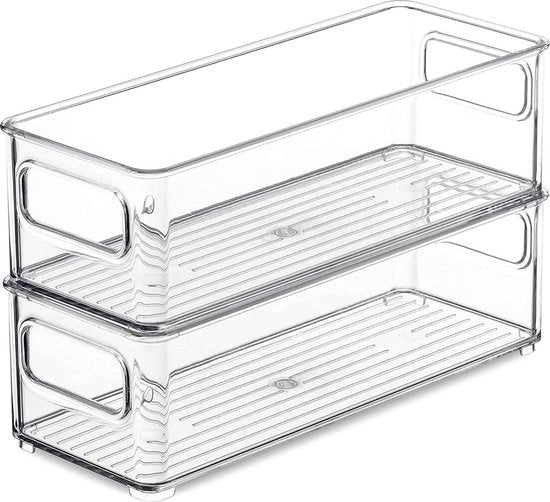 Organizzatore del Frigorifero con Maniglie per la Conservazione degli Alimenti - Organizzatore di Spazio Risparmiato per la Cucina 10 x 11 x 37,5 cm Transparente