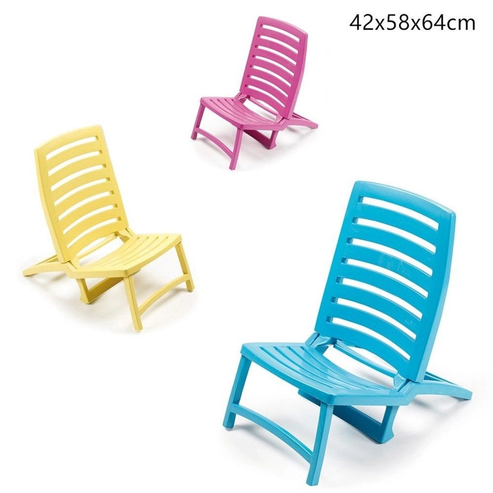 Trade Shop - Spiaggina Sedia Sdraio Spiaggia Design Basso Pieghevole Colorata 42x58xh64 Cm 862869 -