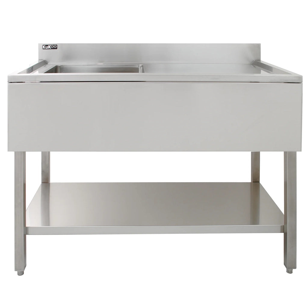Lavandino Commerciale da Cucina 1 Vasca Inox con Sgocciolatoio a Destra
