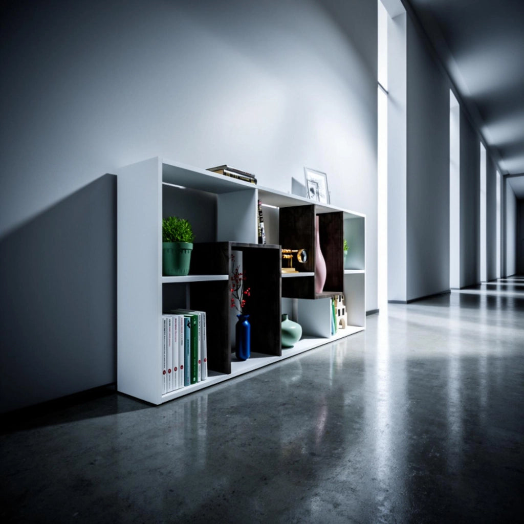 Scaffale Libreria 8 Vani Reversibile Verticale O Orizzontale Mobile Divisorio Da Parete Design Moderno Per Soggiorno Studio E Living 180 x 80 x 25 Cm Bianco E Ossido