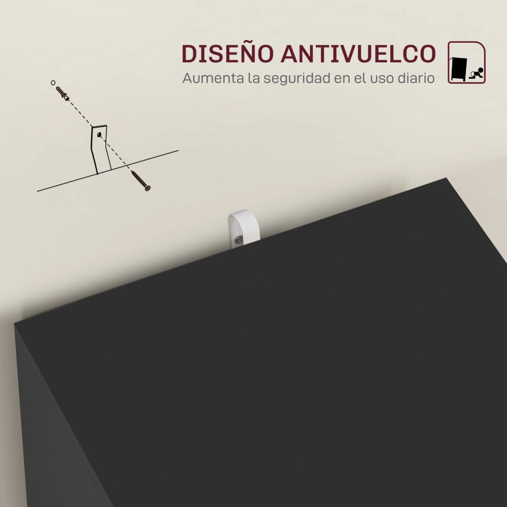 Cassettiera con 2 Cassetti ¨C zephmum ¨C Nero 40x41,5x67,5 cm