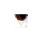 Collana a catenella a strati - 2 pezzi - Acciaio inossidabile - Collana a catenella - Uomo - Facile da indossare - Collana per collo