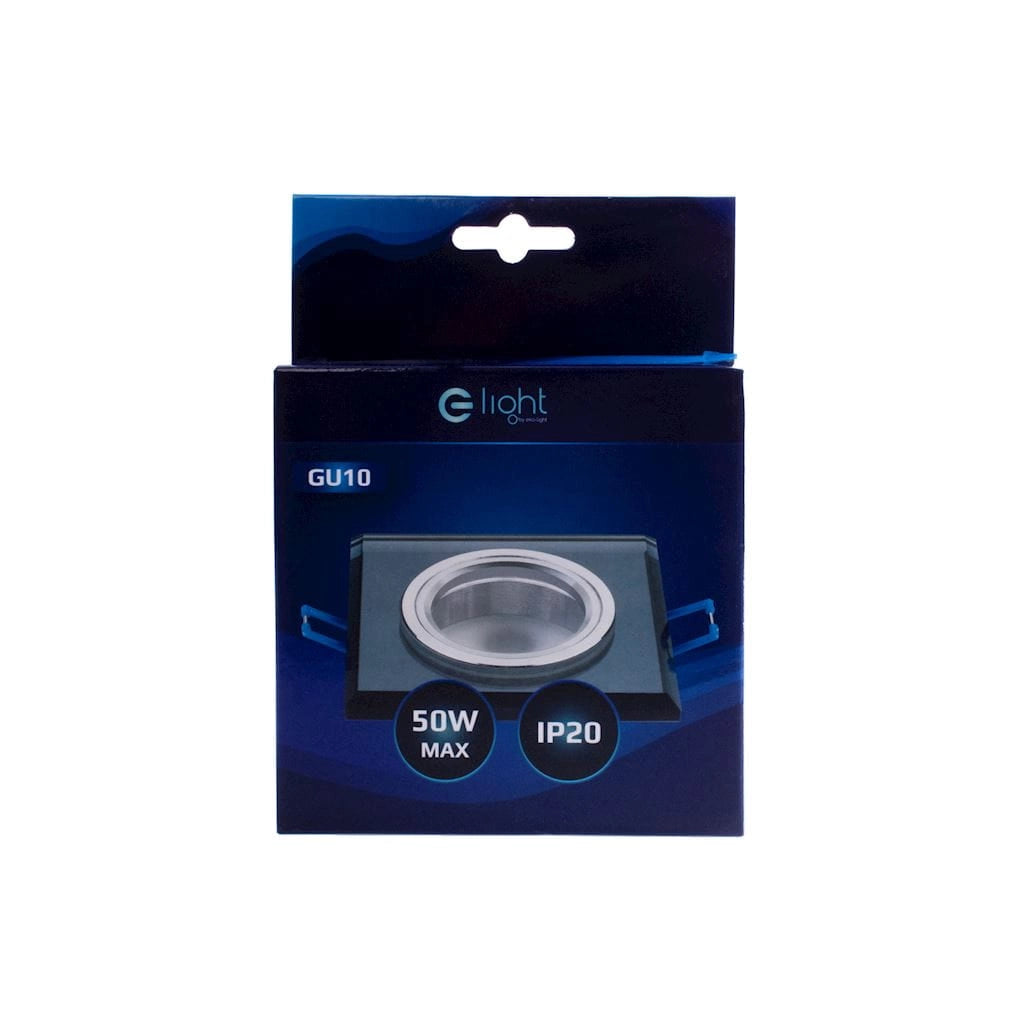 Faretto incasso quadrato vetro nero/cromo GU10 35W Eko-Light