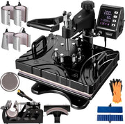 Stampatrice di T-shirt 10 in 1 Multifunzione 12 x 15 cm per Pennelli e Mokken Caps Nero