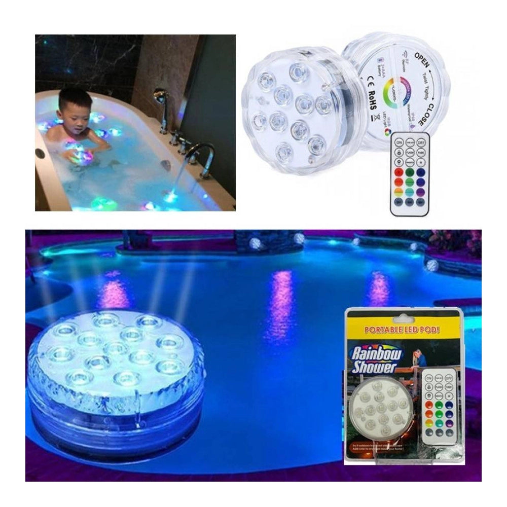 Trade Shop - Faretto Led Ad Immersione Per Piscine 13led Rgb Multicolore Con Telecomando Ip68 -