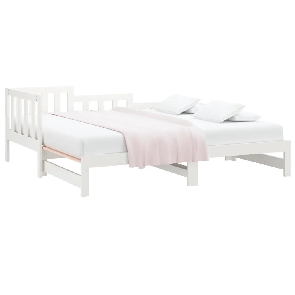 Letto singolo | Letto per adulti | Dormeuse Estraibile Bianca 2x(90x190) cm Legno Massello di Pino