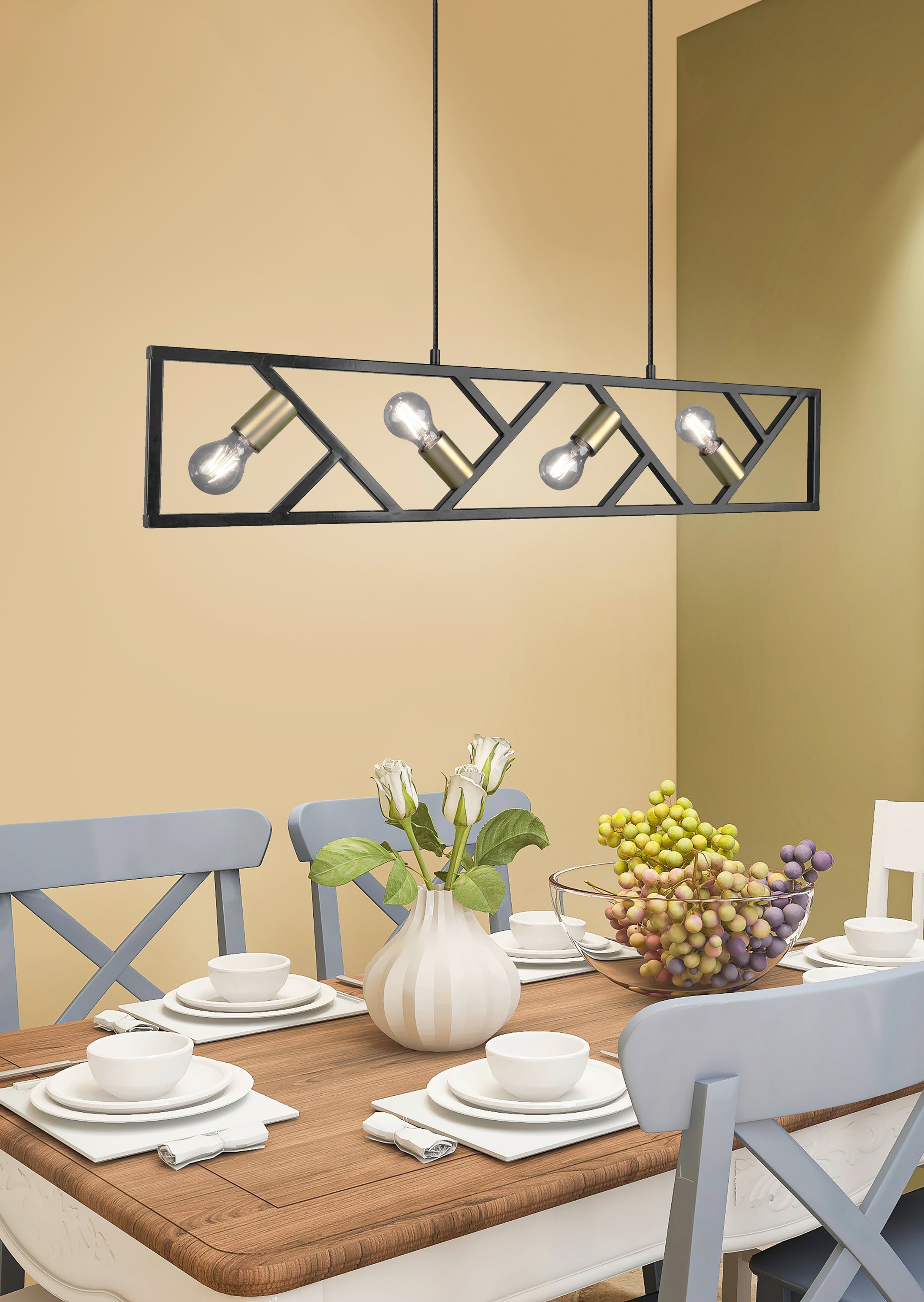 Lampada a Sospensione da Interno  E27 in Metallo Nero Opaco