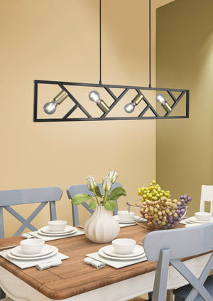 Lampada a Sospensione da Interno  E27 in Metallo Nero Opaco