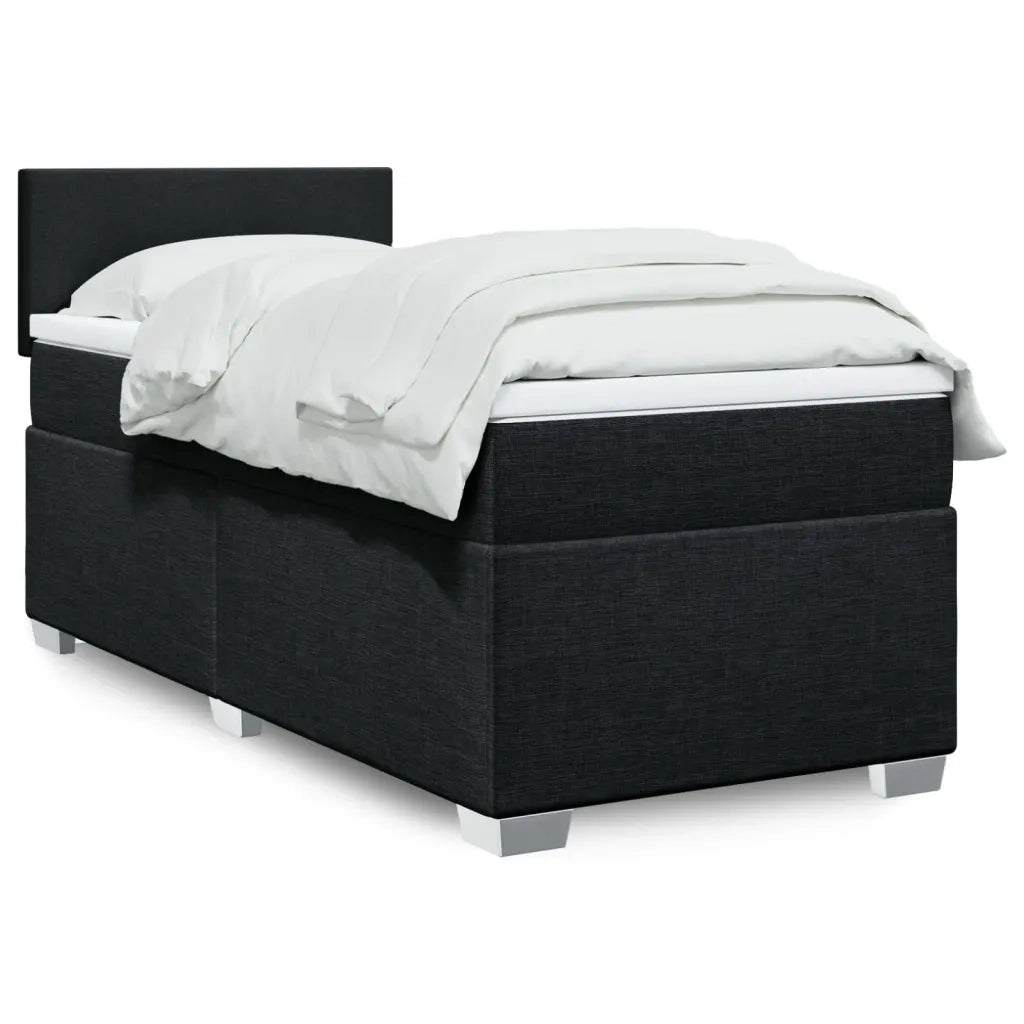 vidaXL Giroletto a Molle con Materasso Nero 100x200 cm in Tessuto