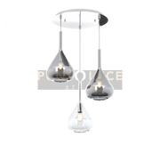 SOSPENSIONE CROMO 3 LUCI TONDA VETRI TR + 2X FU 1177CR-S3 T-TF
