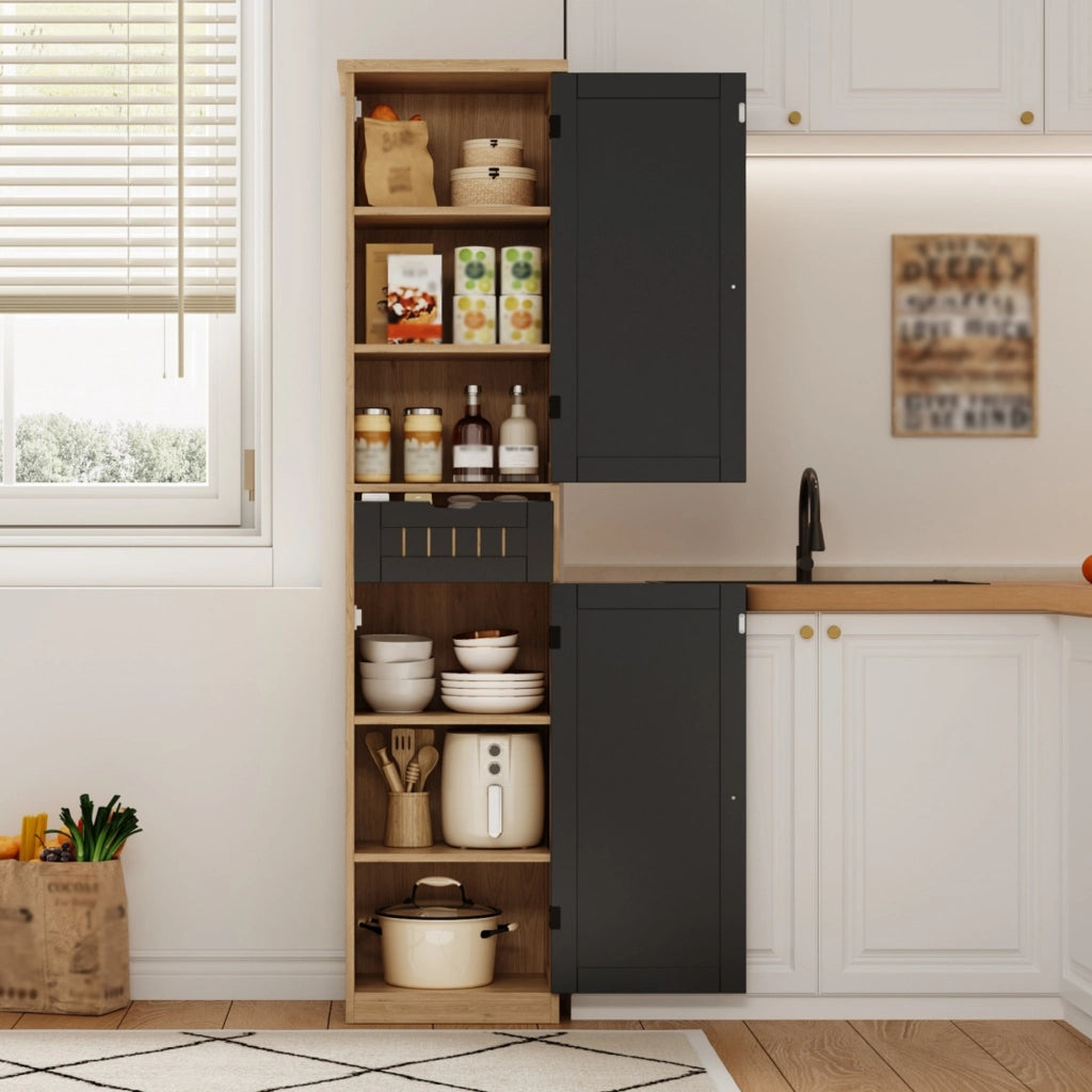 Mobile contenitore con 2 ante e 4 ripiani regolabili - per cucina - in MDF - 40×30×170 cm