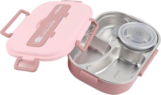 Lunchbox 4-grid in acciaio inossidabile Bento Box contenitore di conservazione alimentare per studenti e adulti (Rosso)