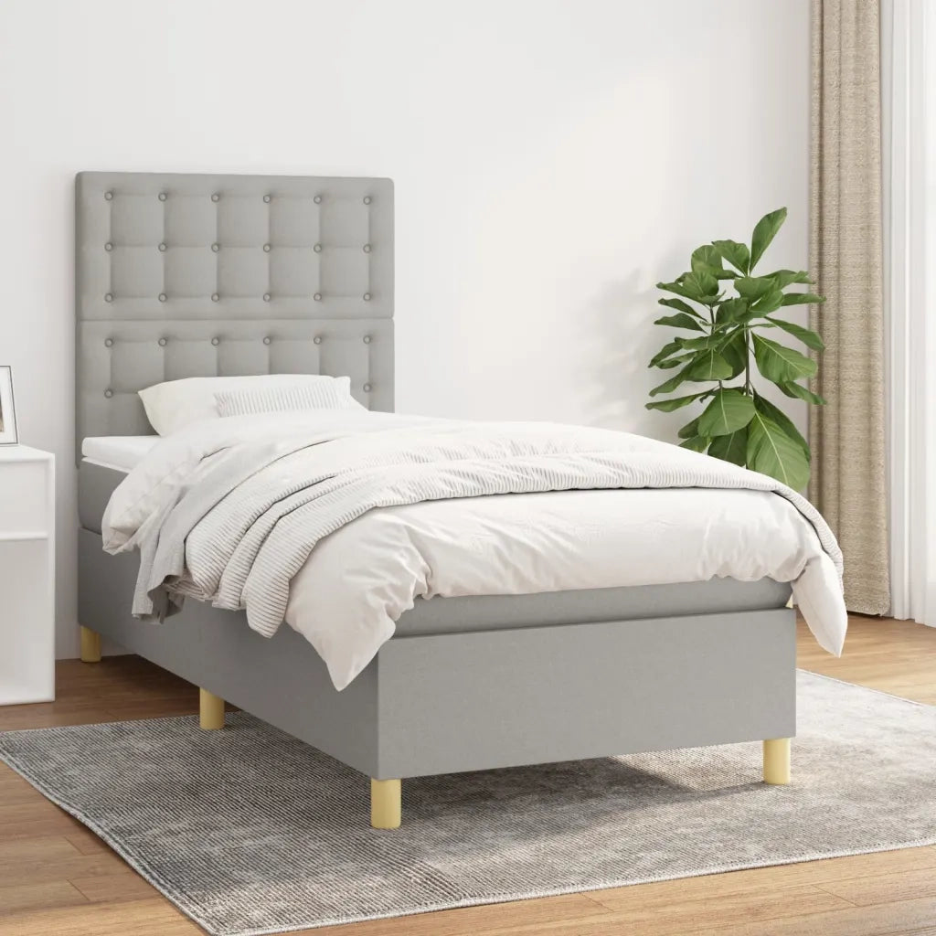 Giroletto a Molle con Materasso Grigio Chiaro 80x200 cm Tessuto 3142609