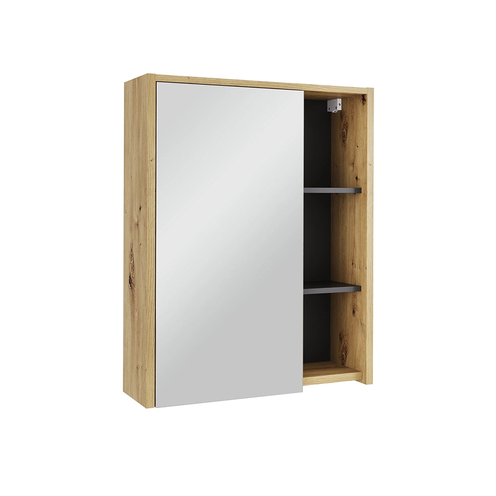 Vicco Mobile a specchio per il bagno Artigiano/grigio 60 x 75 cm con ripiani aperti