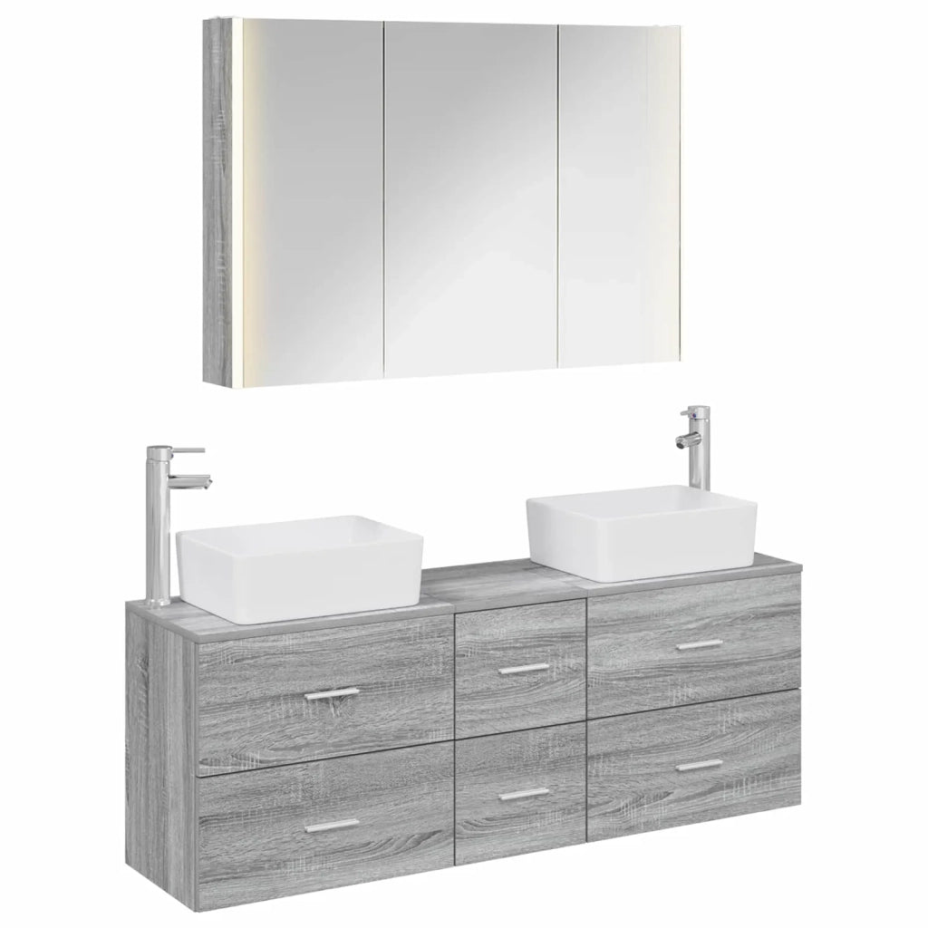 Set di mobili per il bagno 4 pcs Sonoma grigio 3406868